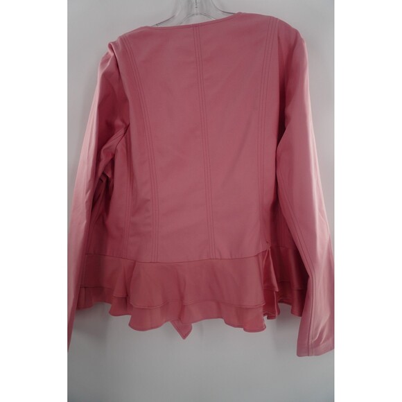 Lane Bryant Women Pink Moto Blazer Ruffled Peplum Jacket with Zippers NWT Sz 22 - Picture 3 of 11